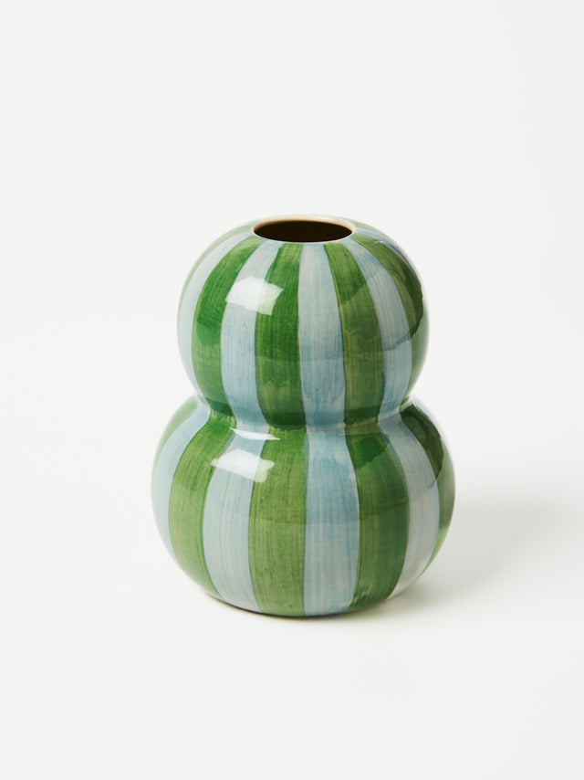 Jones and Co I FONDA GREEN BLUE STRIPE VASE - Dutch Hideout