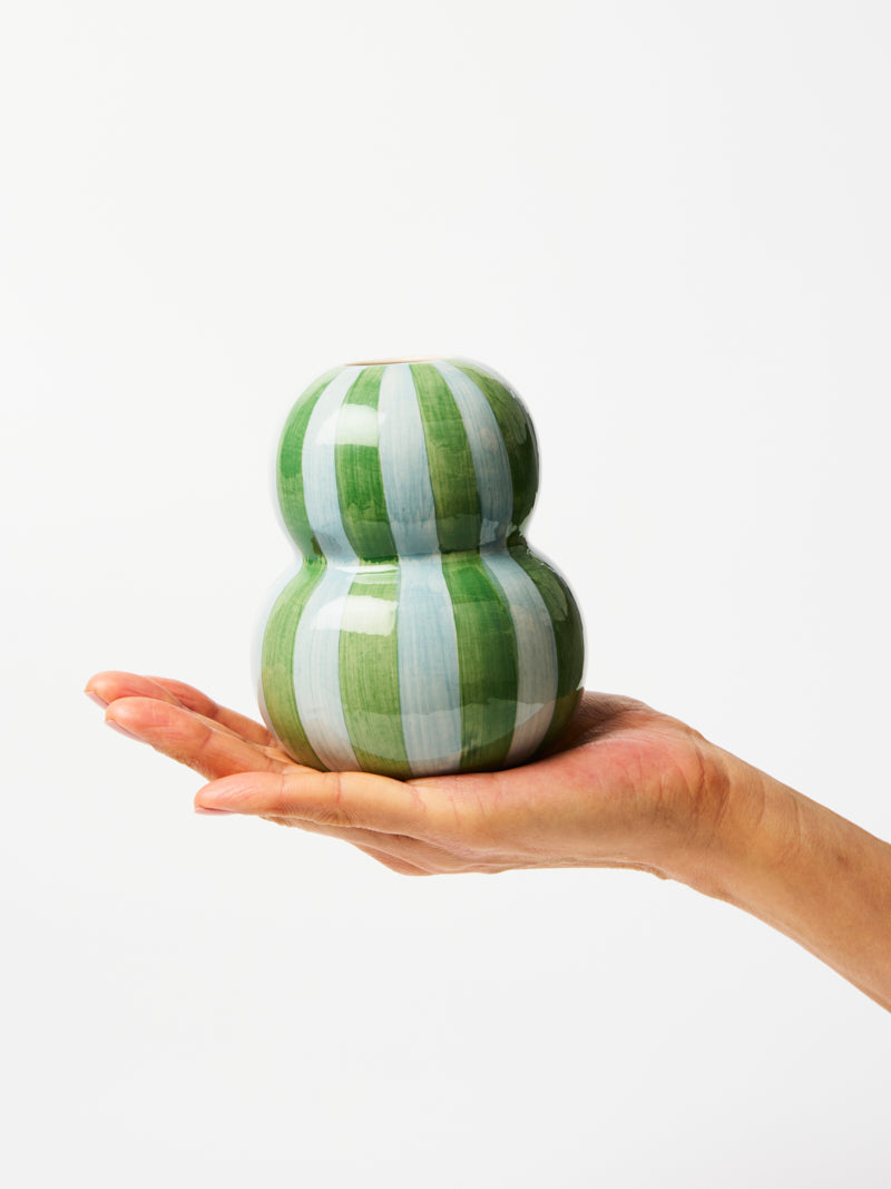 Jones and Co I FONDA GREEN BLUE STRIPE VASE - Dutch Hideout