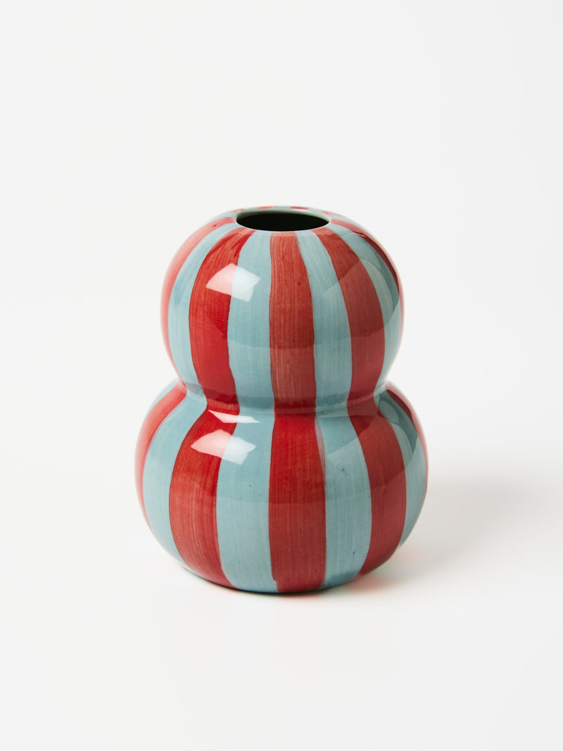 Jones and Co I FONDA BURGUNDY PALE BLUE STRIPE VASE - Dutch Hideout