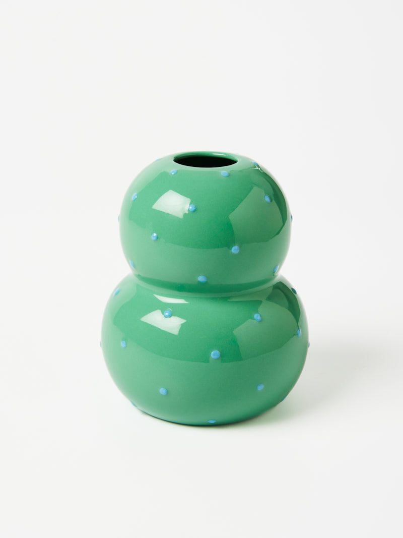 Jones and Co I FONDA GREEN BLUE DOTTY VASE - Dutch Hideout