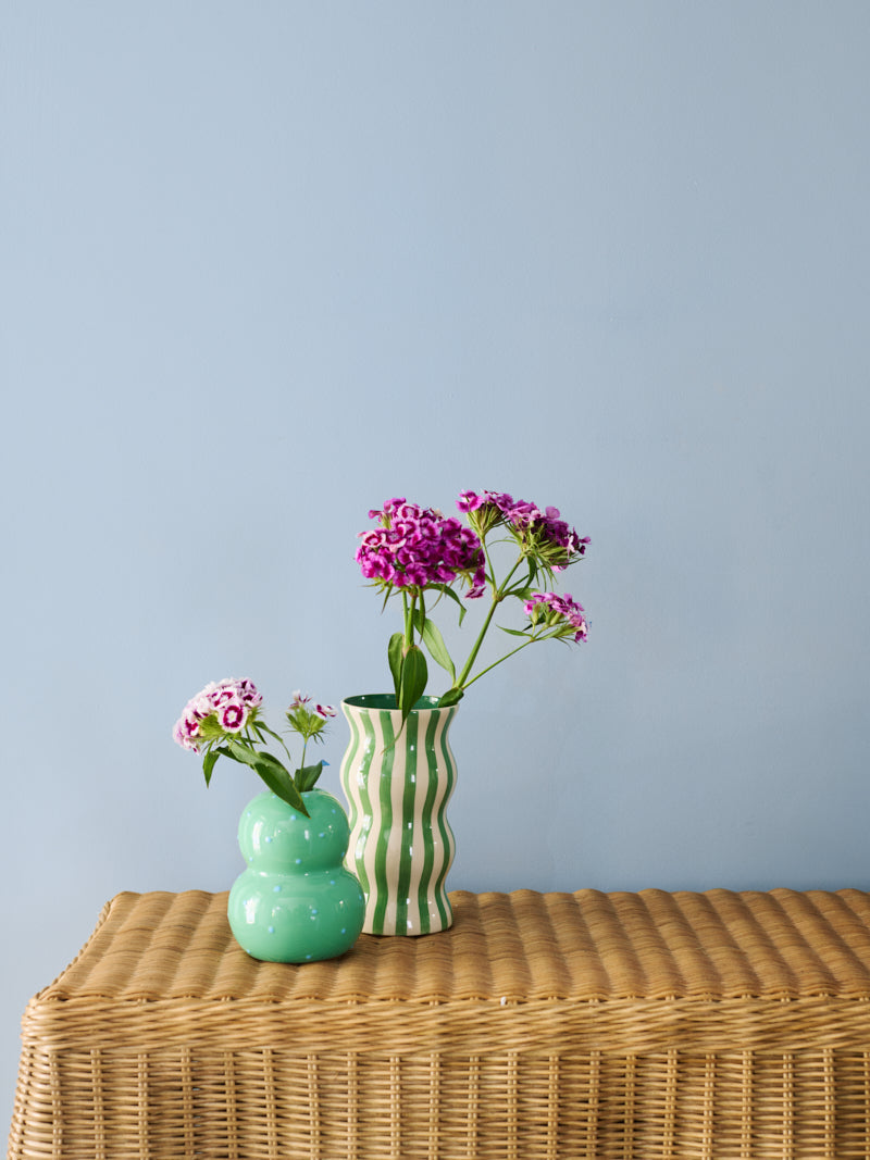 Jones and Co I FONDA GREEN BLUE DOTTY VASE - Dutch Hideout