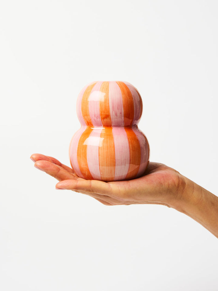 Jones and Co I FONDA PINK ORANGE STRIPE VASE - Dutch Hideout