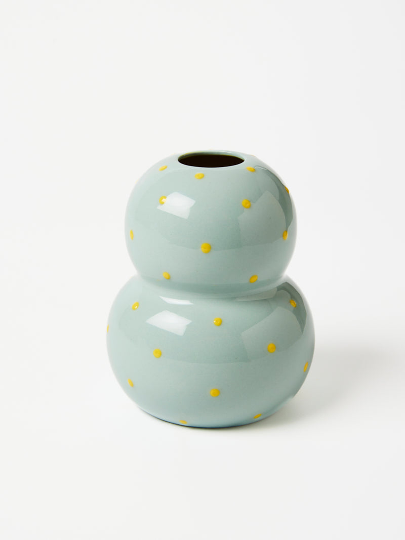 Jones and Co I FONDA PALE BLUE YELLOW DOTTY VASE - Dutch Hideout