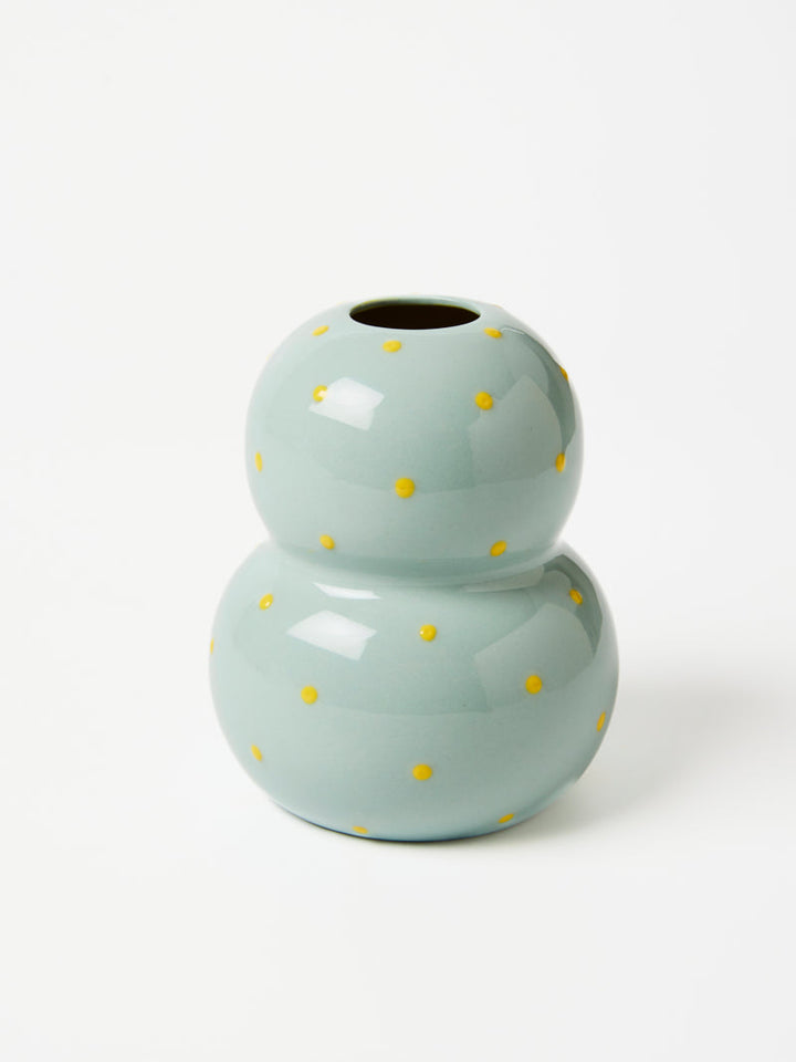 Jones and Co I FONDA PALE BLUE YELLOW DOTTY VASE - Dutch Hideout