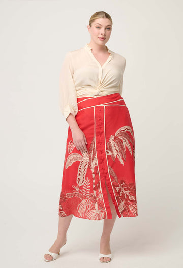 Once Was | CHLOE 100% SILK CRISS CROSS CUFFED SHIRT IN CLOUD - Dutch Hideout