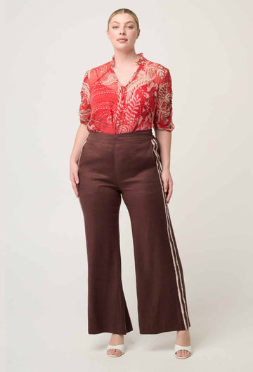 Once Was | LUNETTE VISCOSE CHIFFON BLOUSE IN CRIMSON PALMS