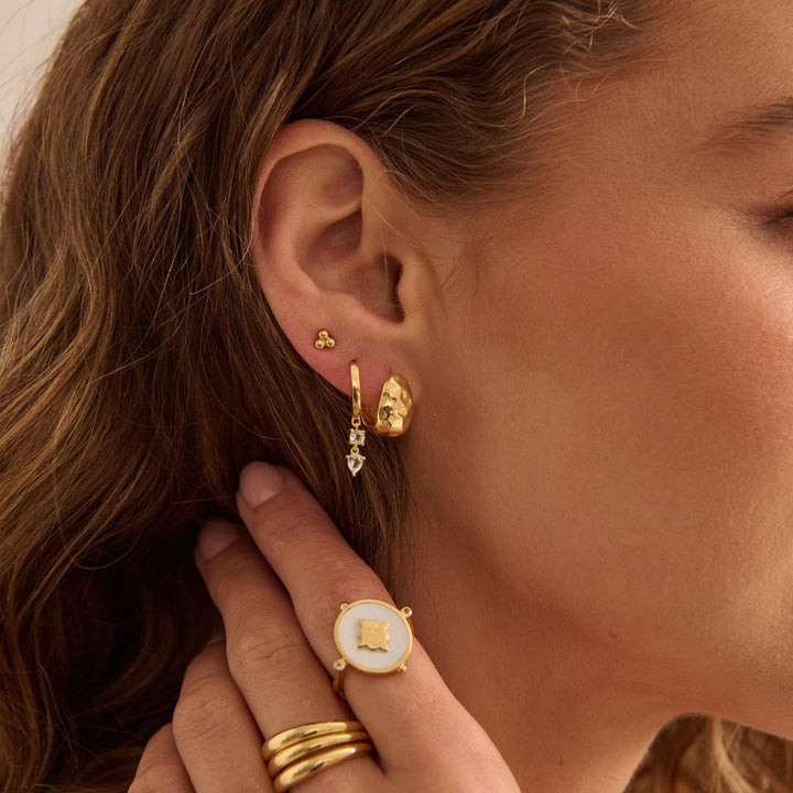 Murkani | Double Drop Huggies | Yellow Gold Plated - Dutch Hideout