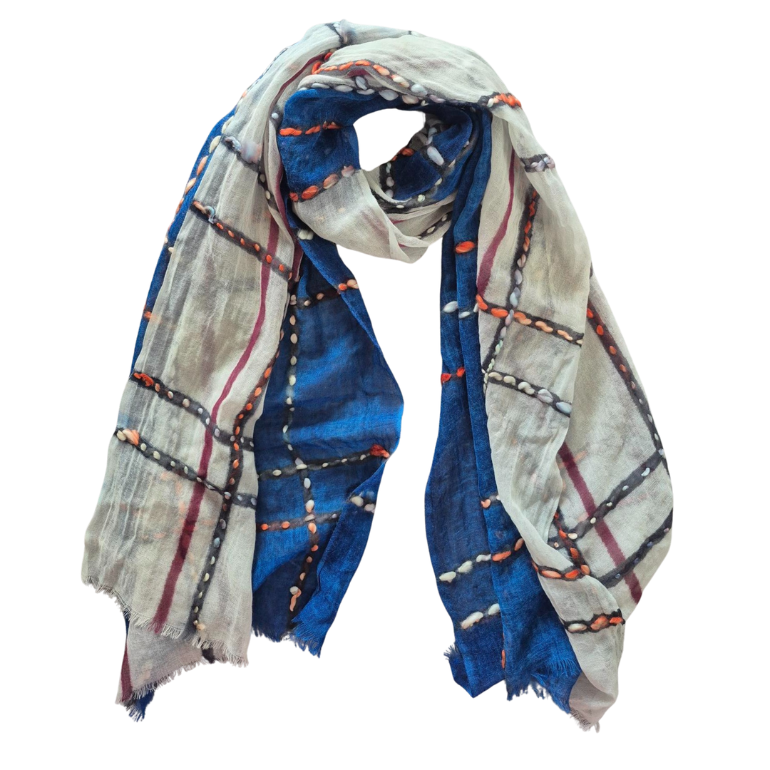 Zoda I Scarf I Blue White check - Dutch Hideout