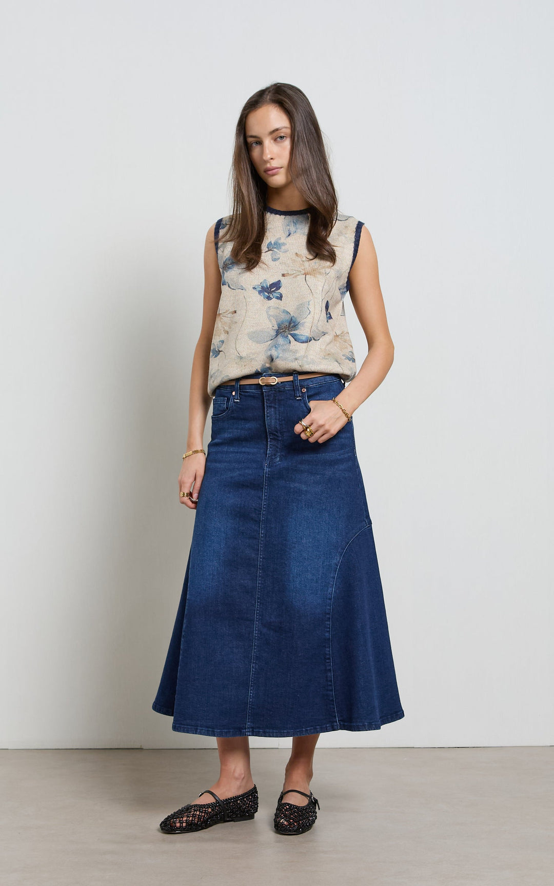Dricoper | Abby Indigo Blue Flare Skirt - Dutch Hideout