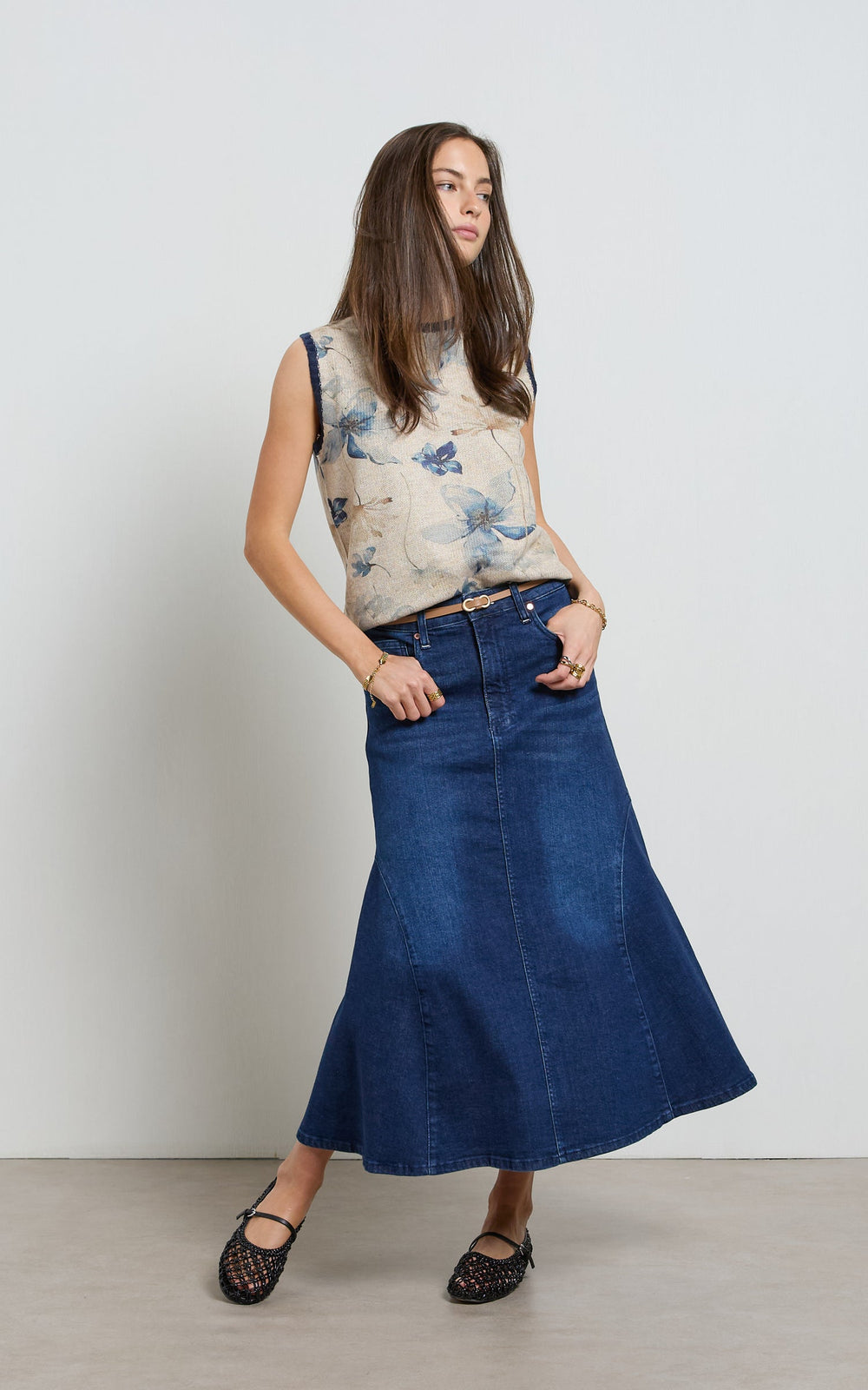 Dricoper | Abby Indigo Blue Flare Skirt - Dutch Hideout