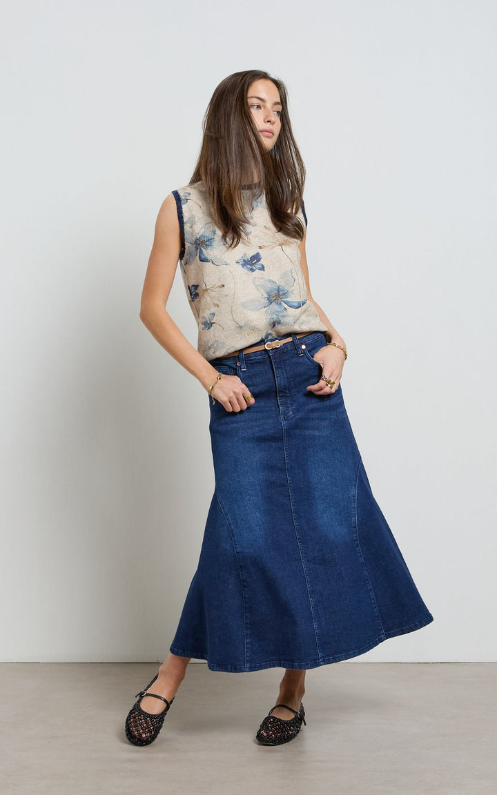 Dricoper | Abby Indigo Blue Flare Skirt - Dutch Hideout