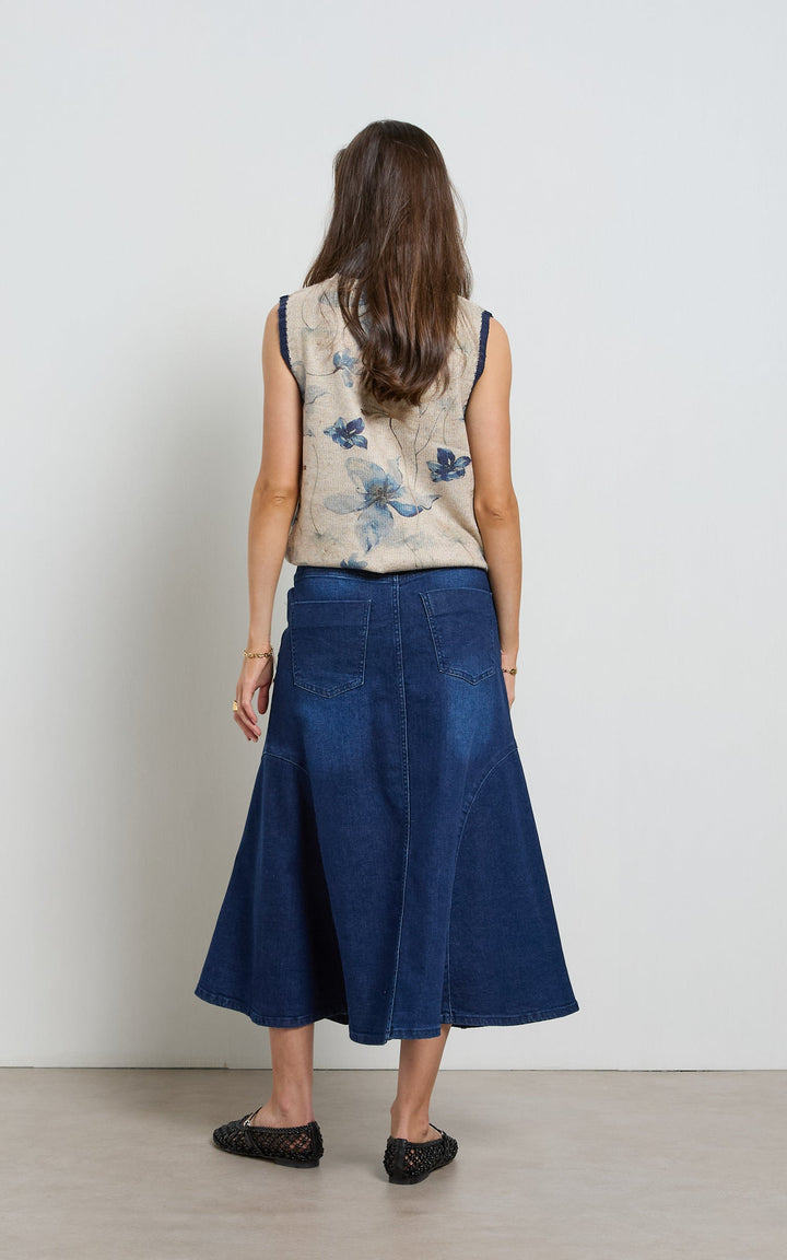 Dricoper | Abby Indigo Blue Flare Skirt - Dutch Hideout