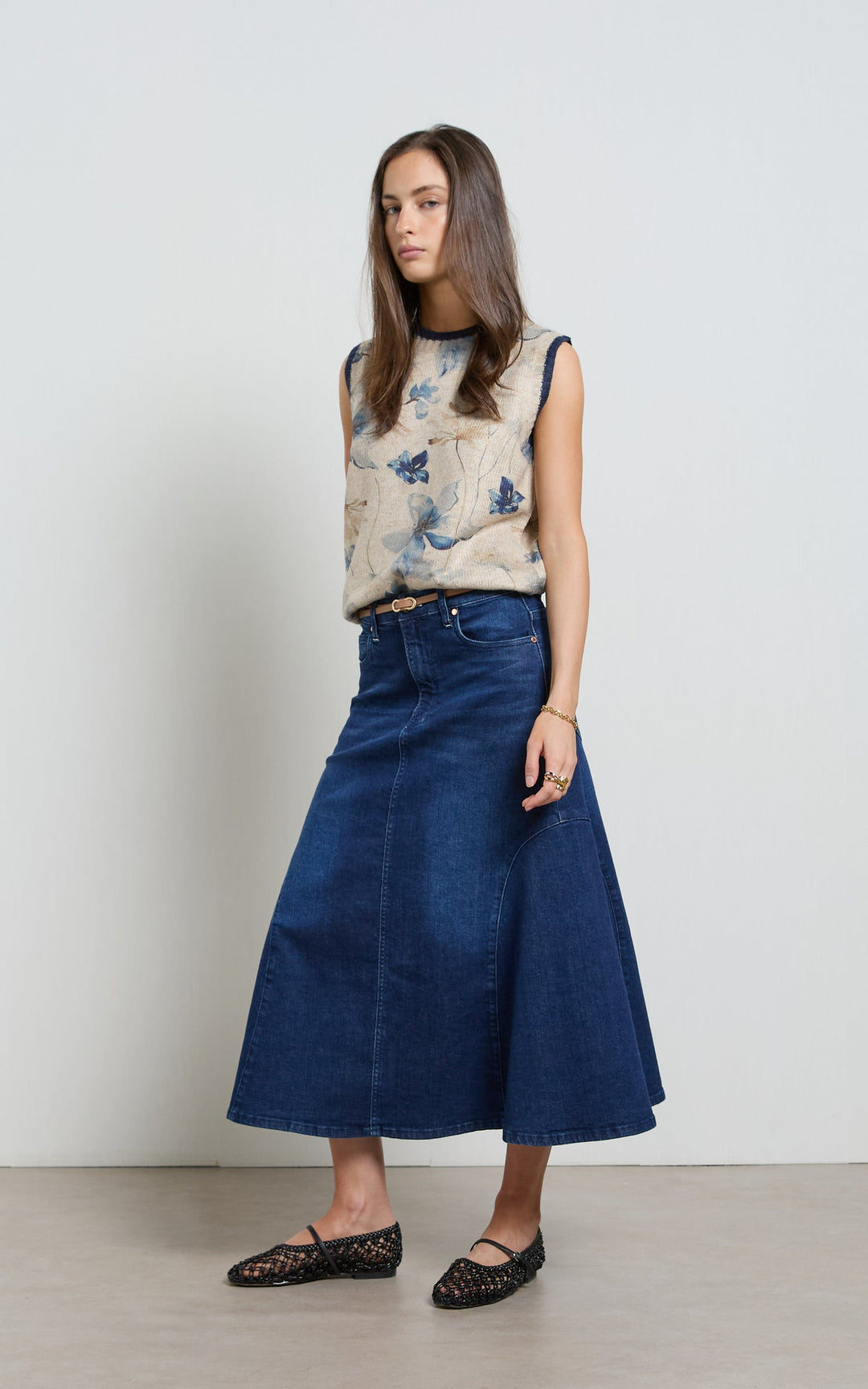 Dricoper | Abby Indigo Blue Flare Skirt - Dutch Hideout