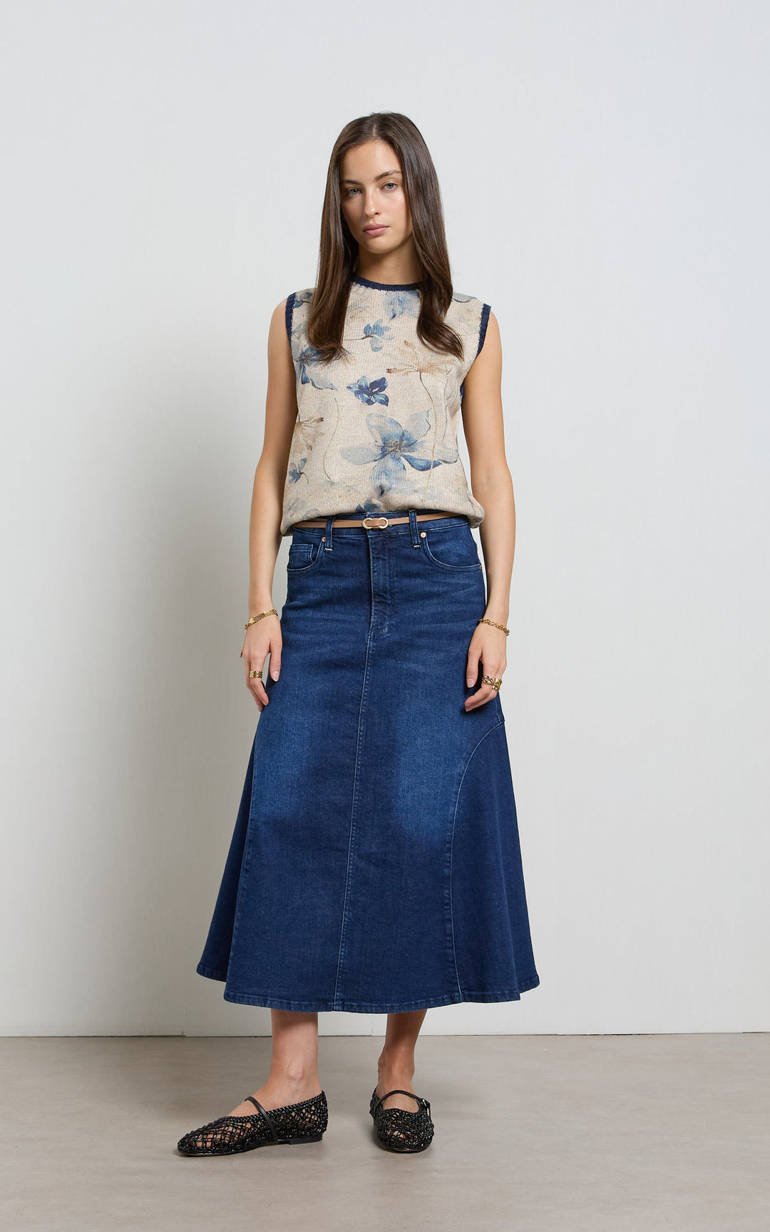 Dricoper | Abby Indigo Blue Flare Skirt - Dutch Hideout