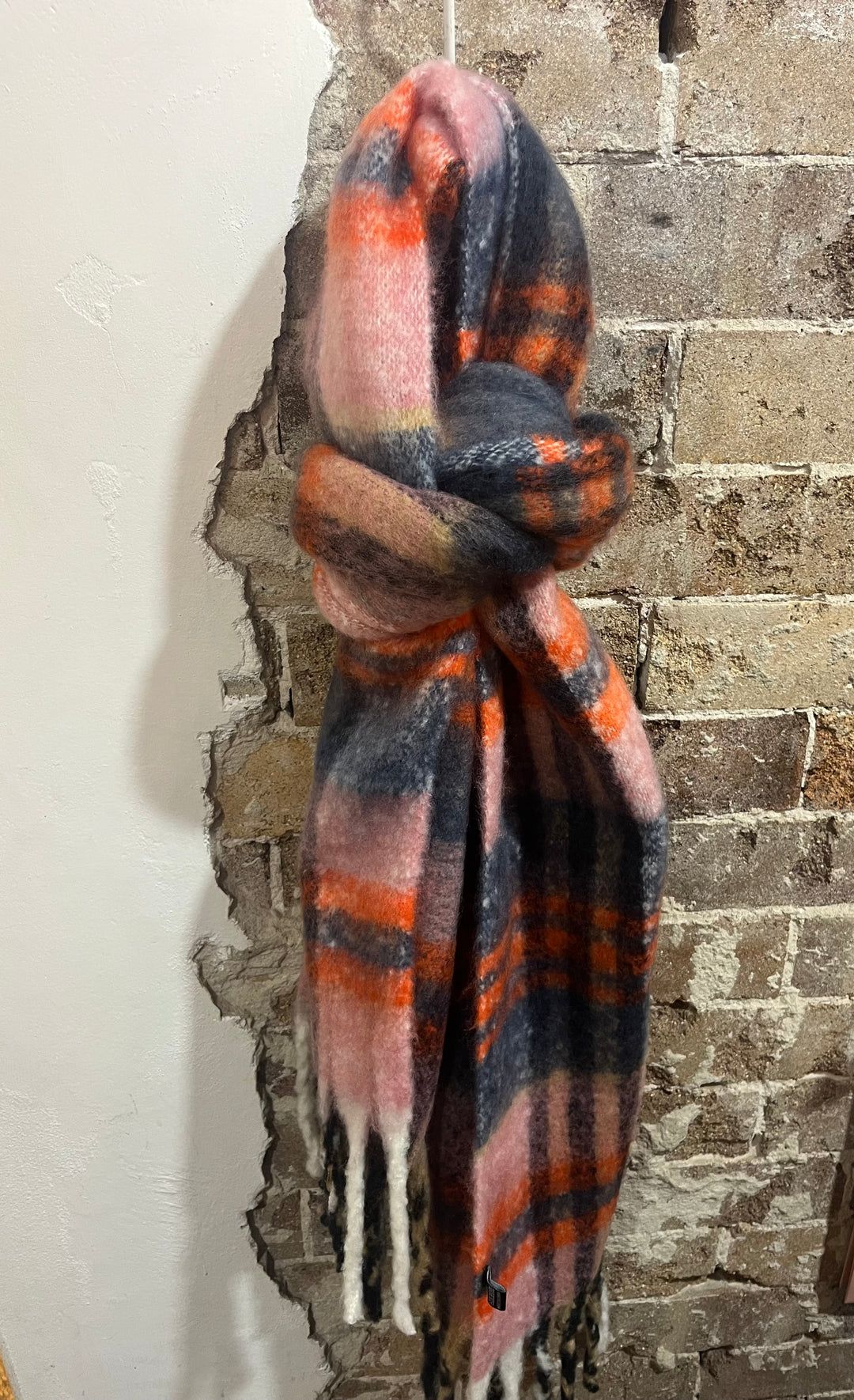 Winter Scarf I Navy, Orange & Dusty Pink - Dutch Hideout