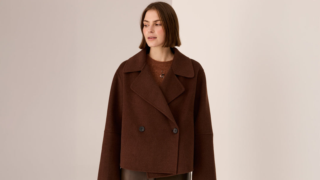 POL Clothing | Cohen Cropped Wool Coat | Walnut