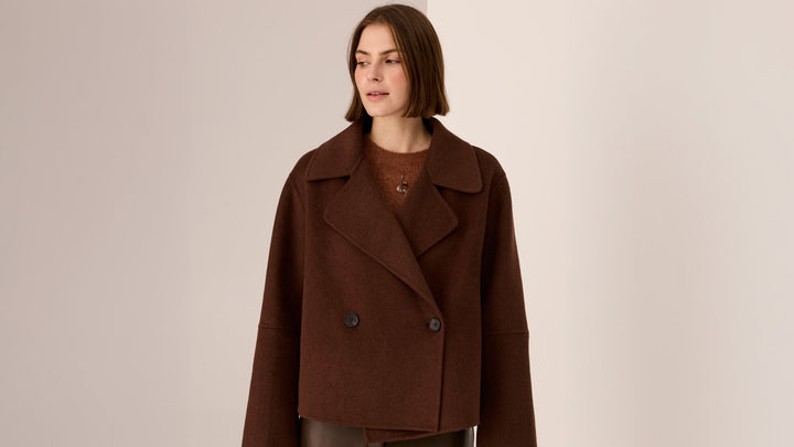 POL Clothing | Cohen Cropped Wool Coat | Walnut