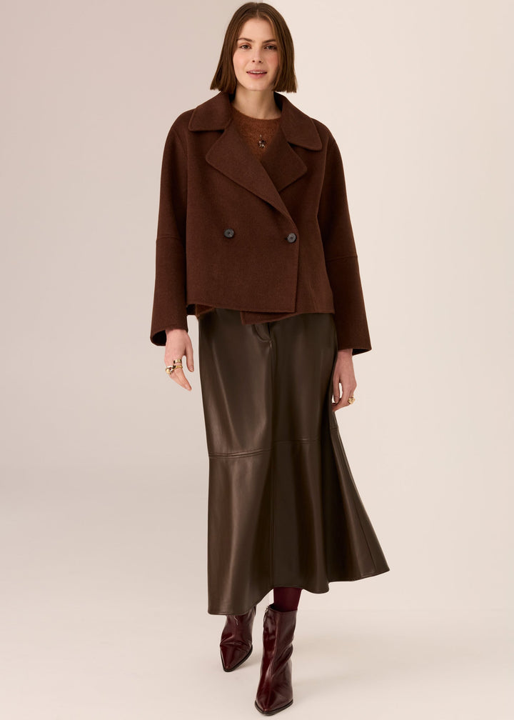 POL Clothing | Cohen Cropped Wool Coat | Walnut