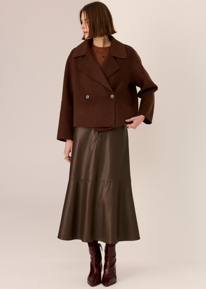 POL Clothing | Cohen Cropped Wool Coat | Walnut
