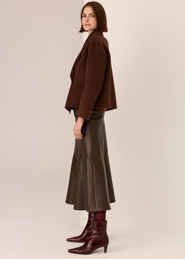 POL Clothing | Cohen Cropped Wool Coat | Walnut