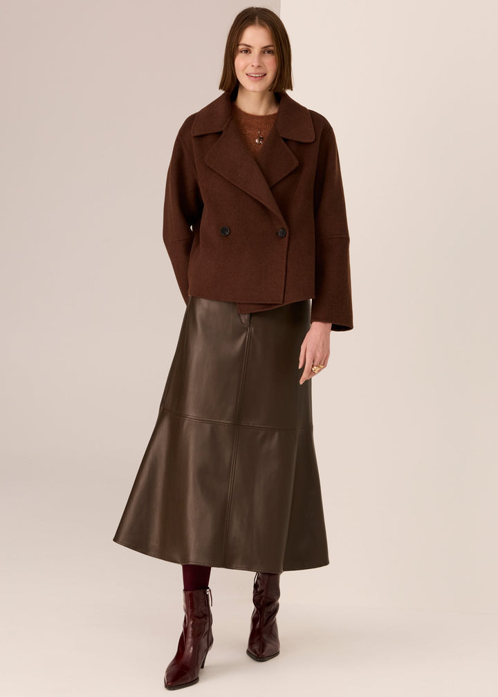 POL Clothing | Cohen Cropped Wool Coat | Walnut