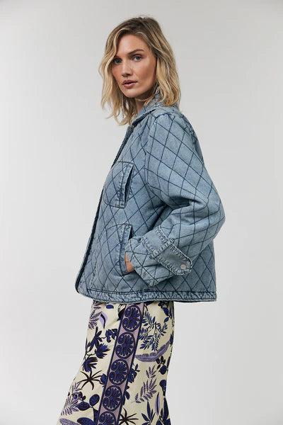 Lolly’s Laundry I Viola Quilted Jacket I Washed Denim - Dutch Hideout