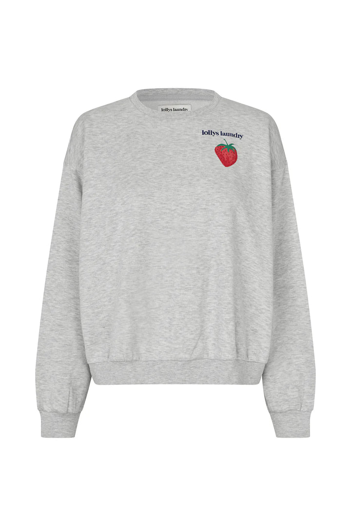 Lollys Laundry I Sydney Strawberry Sweatshirt I Light Grey Melange - Dutch Hideout