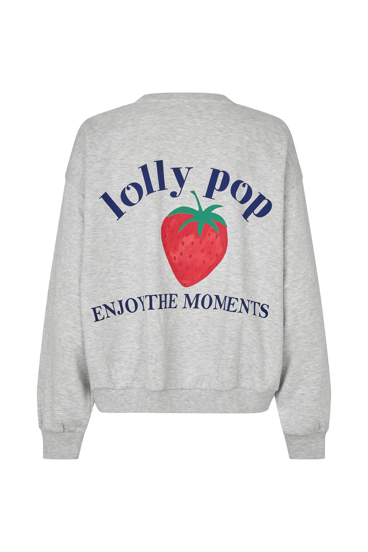 Lollys Laundry I Sydney Strawberry Sweatshirt I Light Grey Melange - Dutch Hideout
