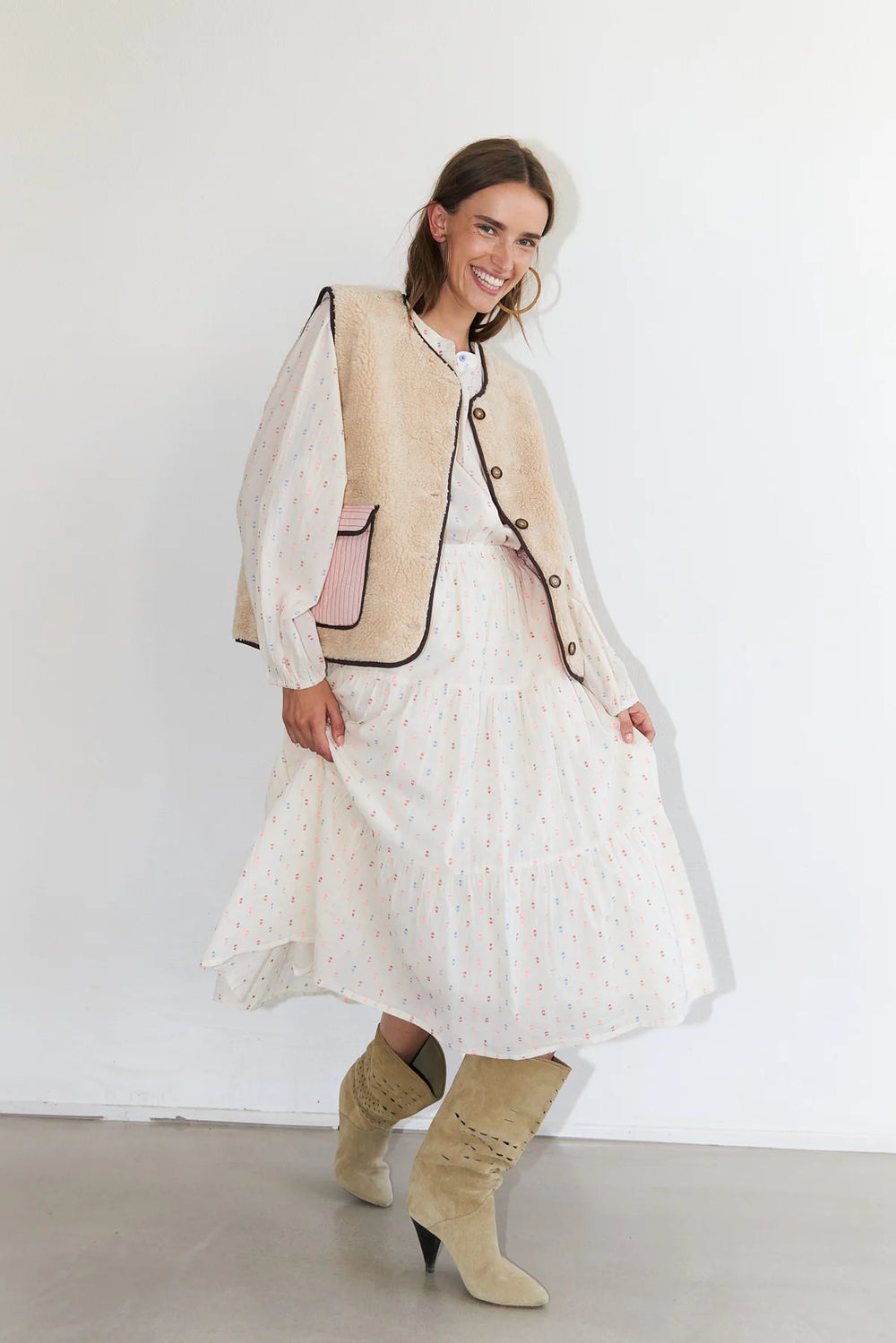 Lollys Laundry I Morning MIDI Skirt I Crème - Dutch Hideout