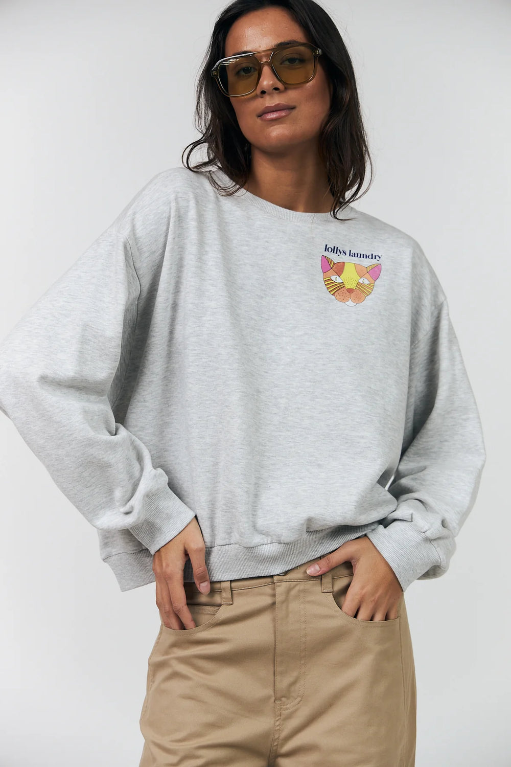 Lollys Laundry I Sydney Cat Sweatshirt I Grey Melange - Dutch Hideout