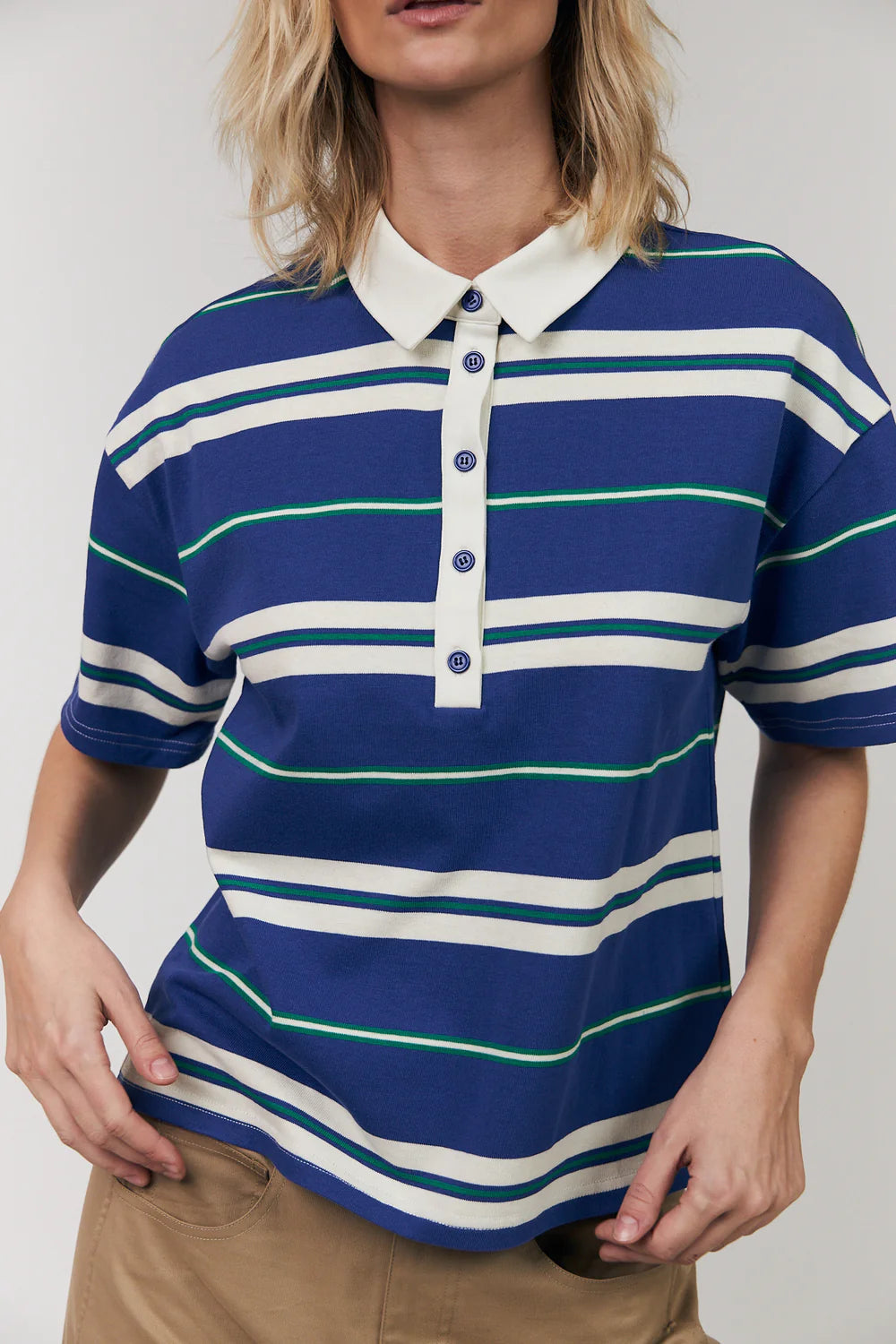 Lollys Laundry I Ulma Polo Tee I 20 Blue - Dutch Hideout