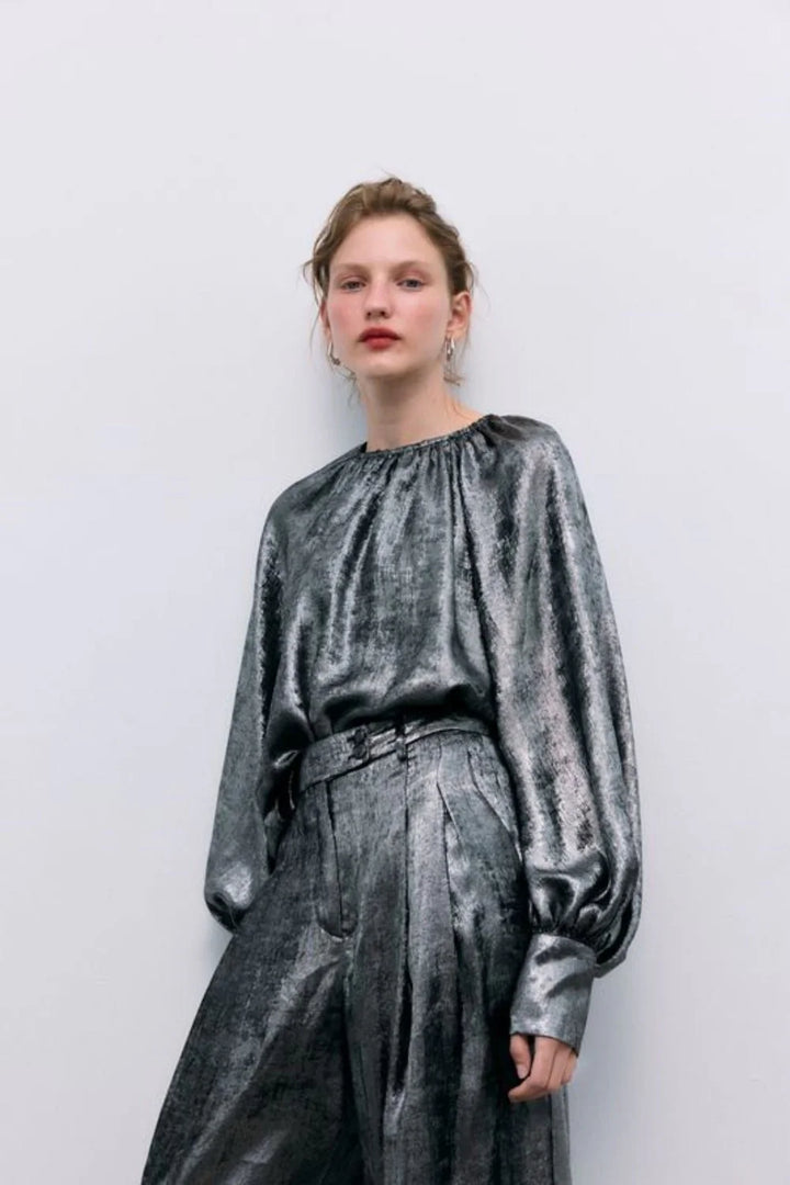 The New Society | Uxia Woman Blouse| Silver