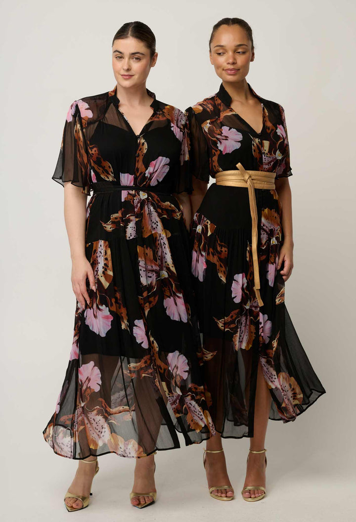 Once Was | Ceres Chiffon  Dress| sunset Orchid - Dutch Hideout