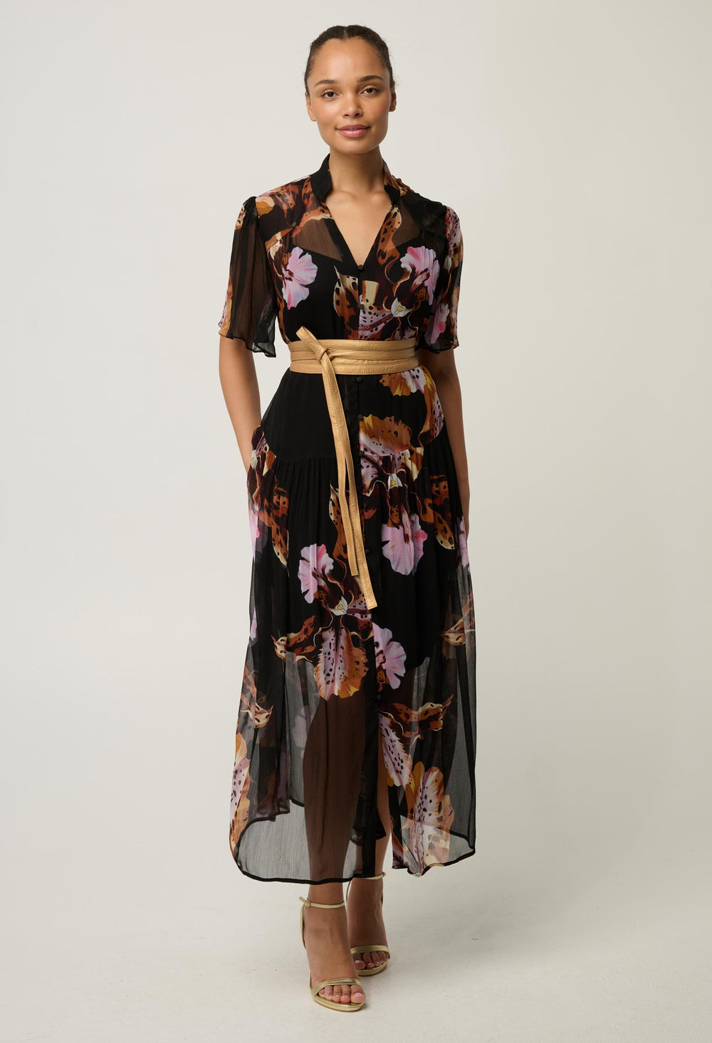 Once Was | Ceres Chiffon  Dress| sunset Orchid - Dutch Hideout