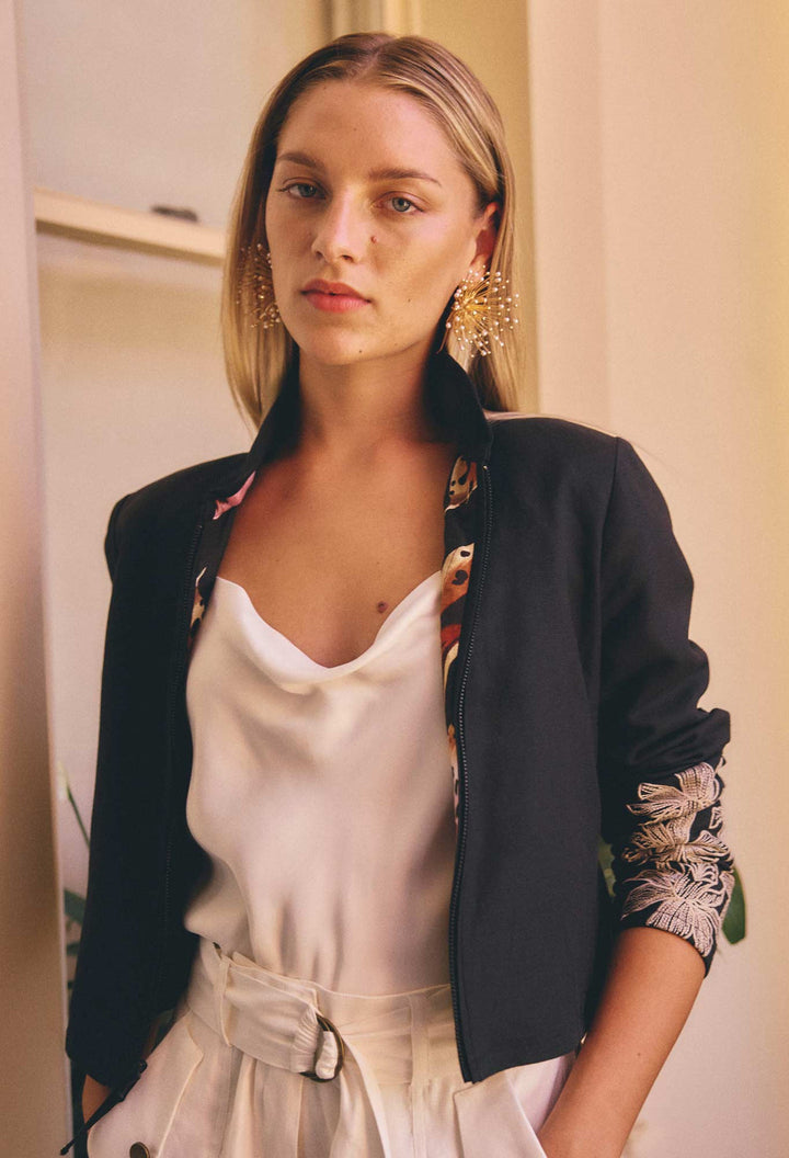 Once Was | Delray reversible jacket| Sunset Orchid/Noir Orchid - Dutch Hideout