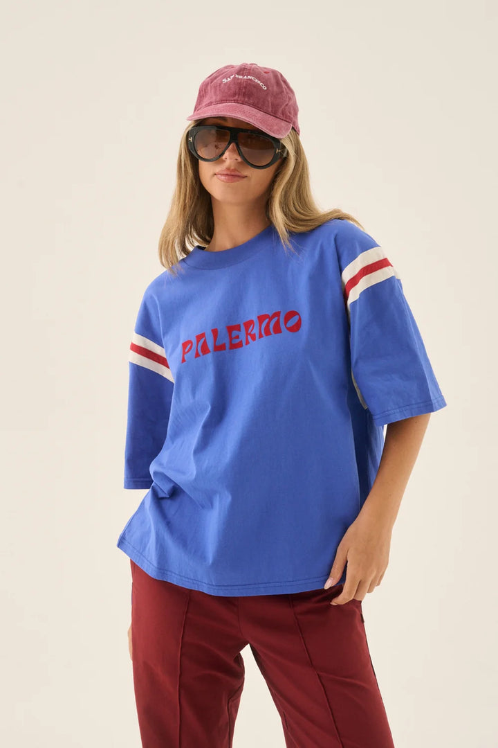ARAMINTA JAMES I PALERMO PANEL OVERSIZED TEE I COBALT BLUE