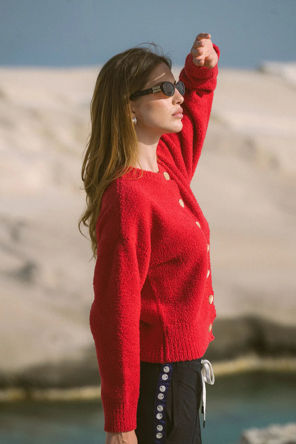 ARAMINTA JAMES I AIMES SHELL CARDIGAN I DEEP CORAL