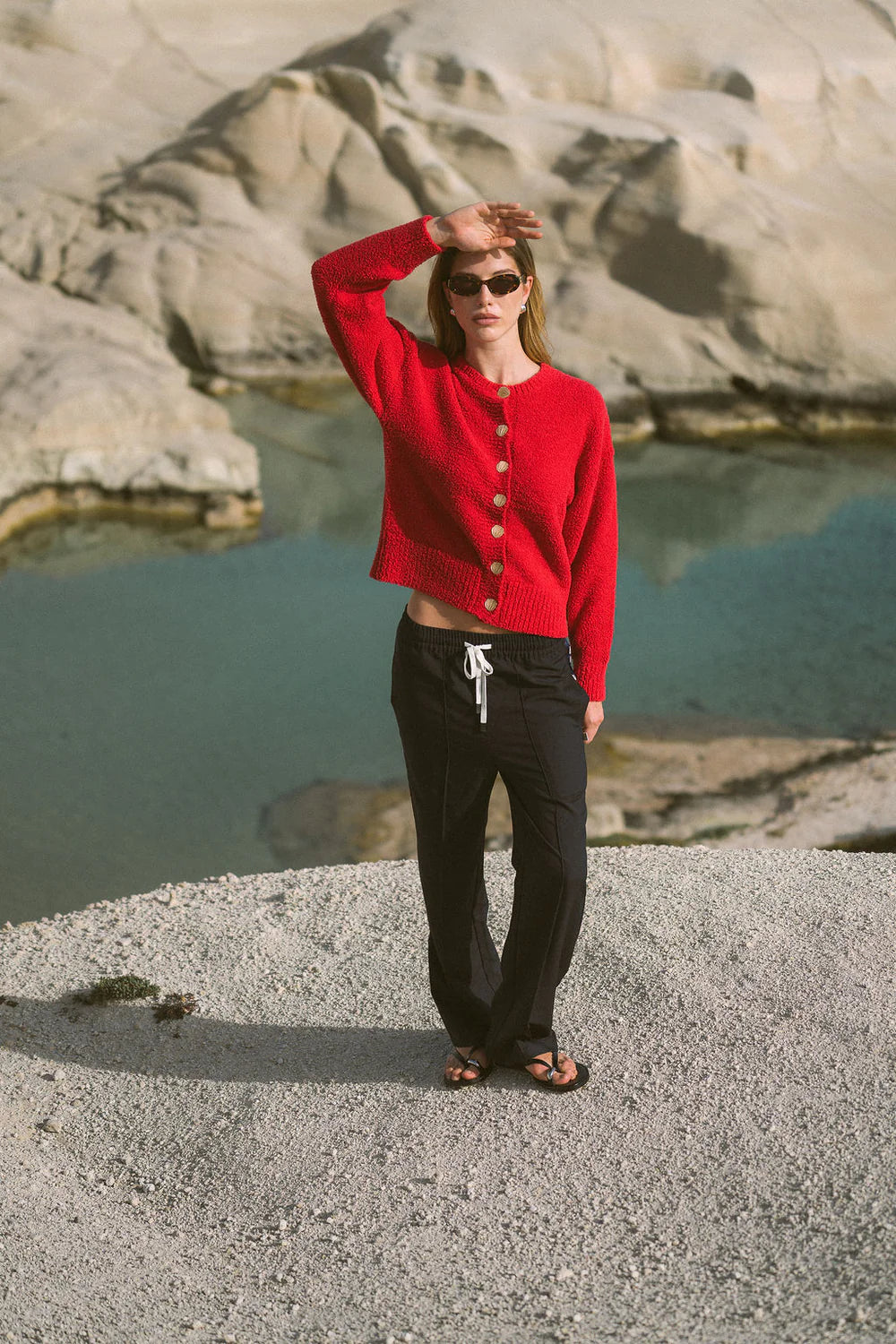 ARAMINTA JAMES I AIMES SHELL CARDIGAN I DEEP CORAL