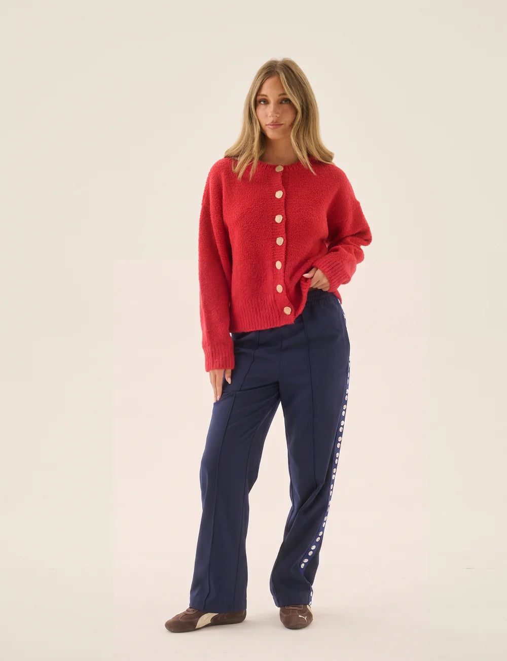 ARAMINTA JAMES I AIMES SHELL CARDIGAN I DEEP CORAL