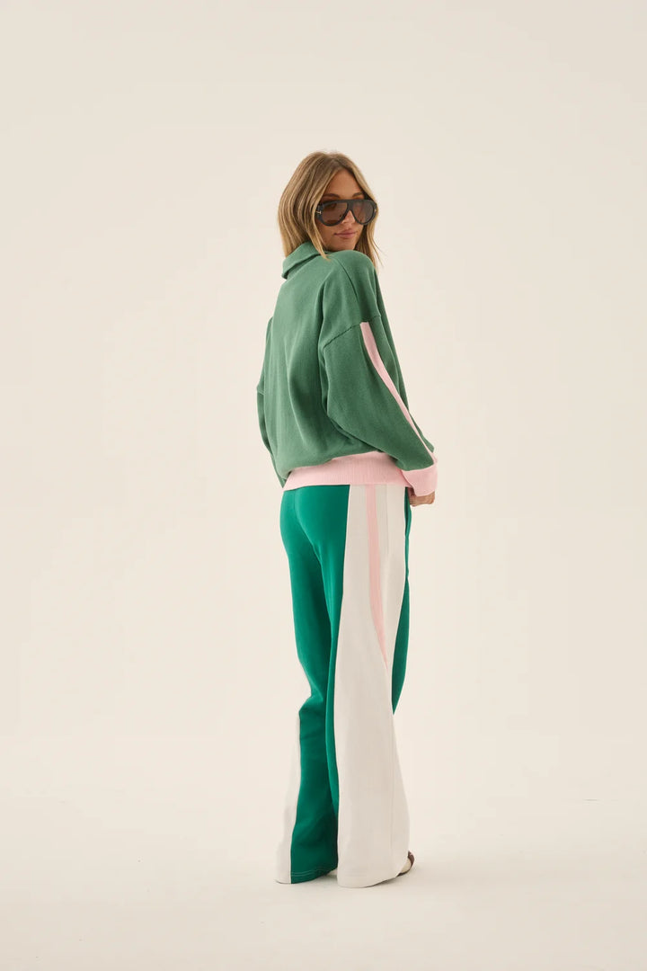 I WAFFLE SPLICE SWEATSHIRT  I SAGE GREEN ARAMINTA JAMES