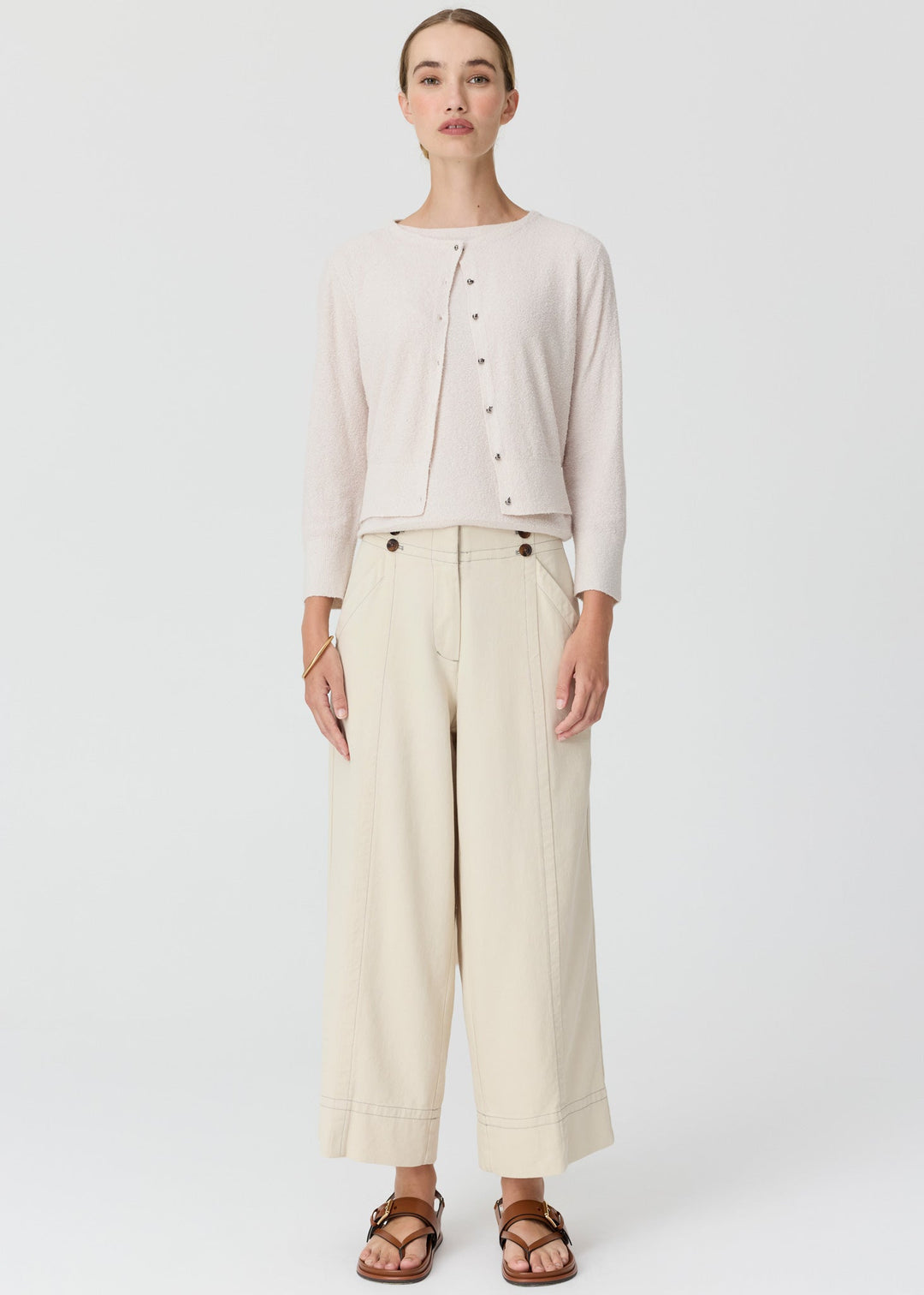 Pol | Haven Cardigan lurex back - Pebble