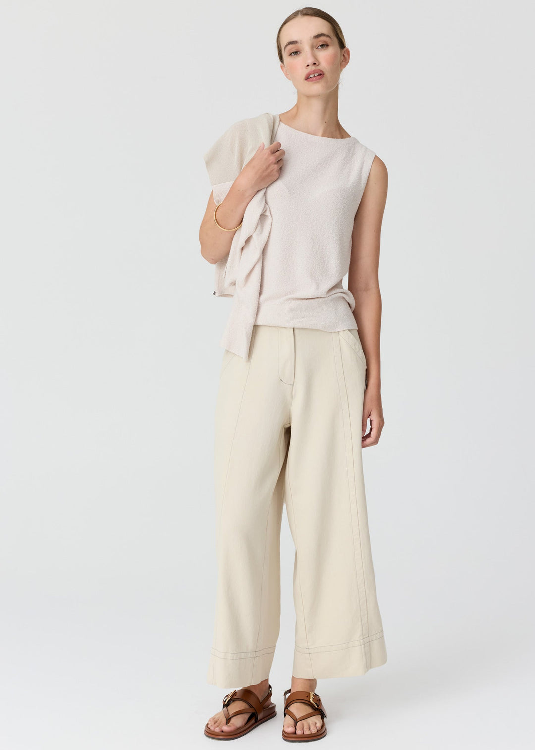 Pol | Haven Cardigan lurex back - Pebble