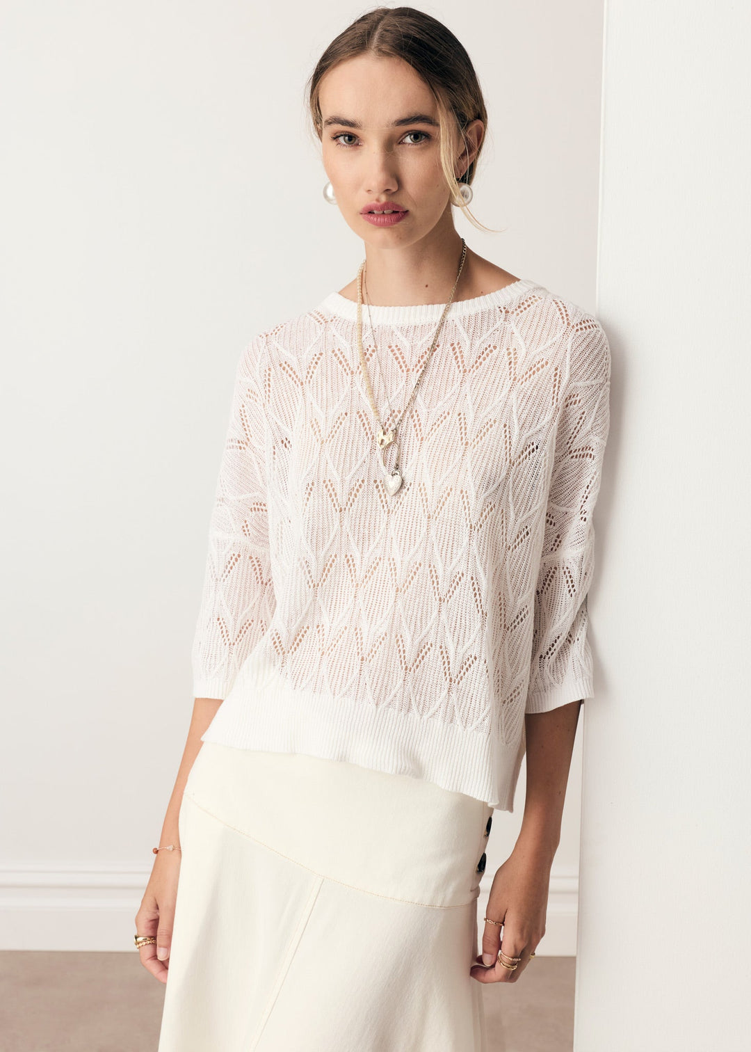 Pol | Rosin Pointelle Tee - White