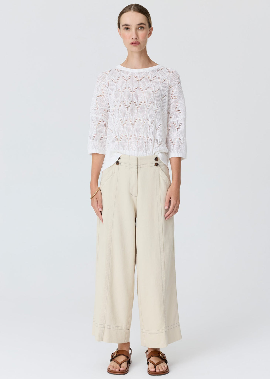 Pol | Rosin Pointelle Tee - White