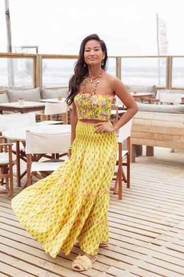 Place du Soleil | Yellow Floral Long Maxi Skirt