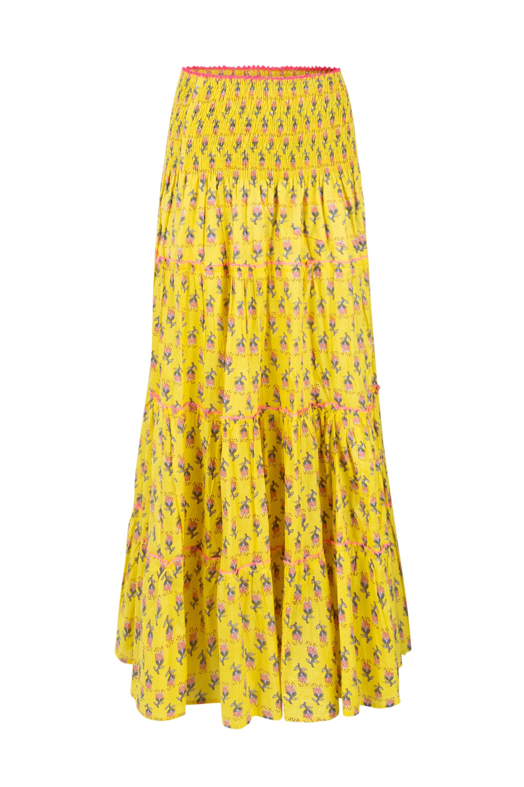 Place du Soleil | Yellow Floral Long Maxi Skirt