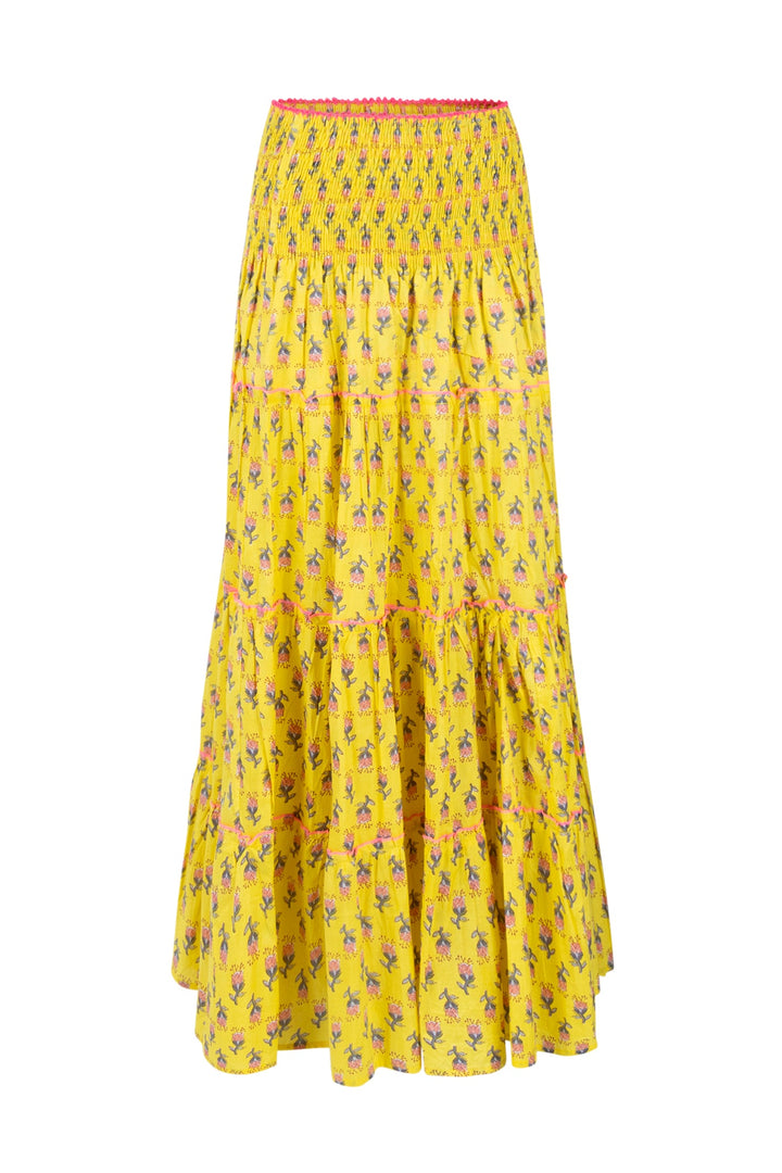 Place du Soleil | Yellow Floral Long Maxi Skirt