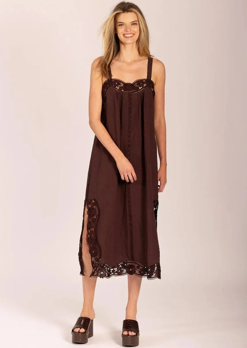 Lola | Lido Lace Long Dress - Choc
