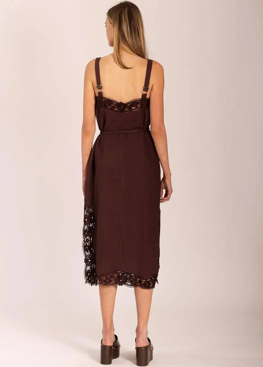 Lola | Lido Lace Long Dress - Choc