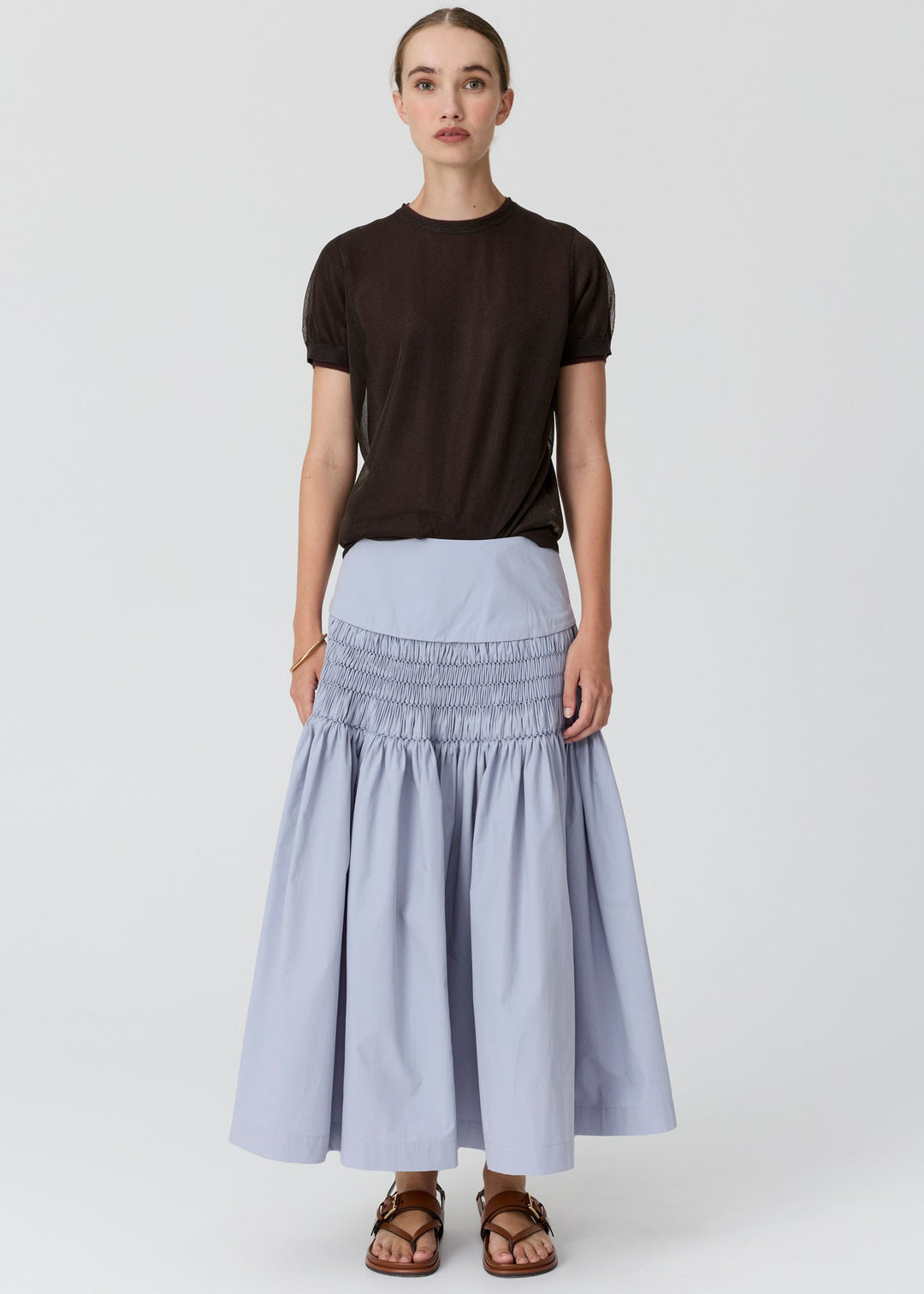 Pol Clothing - Kaspar Layered Tee - Choc/Blue